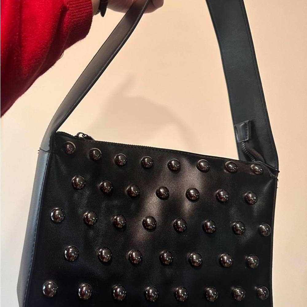 BCBGeneration Black and Silver Studded Shoulder Bag